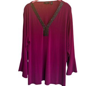 Susan Graver Artisan Collection Plus Size 2X Beaded Liquid Knit Top